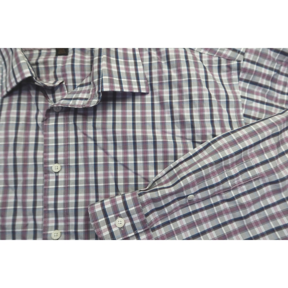 Jos A Bank Reserve XXL Shirt Men's Purple Blue Plaid Egyptian Cotton Traditional - Picture 2 of 8